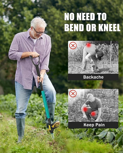 Breeze Touch 39" Weed Pulling Tool, 3-Claw Detachable Weed Puller Tool with Long Handle, Heavy Duty Stand Up Weeder Weeding Tool for Lawn, Yard, Garden, Crabgrass, Dandelion Picker, Weed Remover