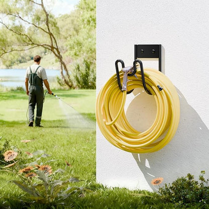 niffgaff Garden Hose Holder Wall Mount - Water Hose Hanger Heavy Duty Hose Rack for Extension Cords Vacuum Hose (2 Pack)