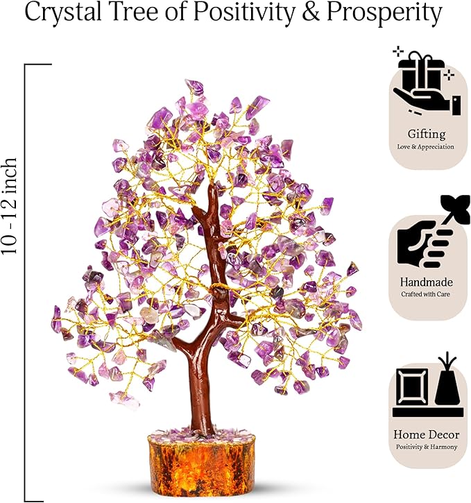 YATSKIA Amethyst Tree - Crystal Tree - Feng Shui Crystals Decor - Purple Decor - Spiritual Crystals - Crystal Meditation - Spiritual Gifts