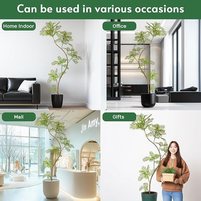 7.9FT Artificial Tree Fake Jacaranda Tree,Faux Tall Tree Lifelike Green Leaves Large Plants Indoor Fake Trees for Home Decor