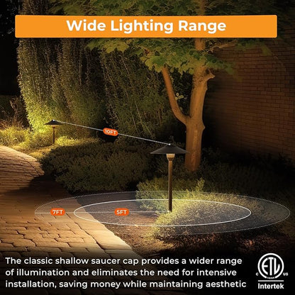 Gardencoin Low Voltage Pathway Lights (8.5'' Shade, 21.5'' Tall)，12V Outdoor LED Landscape Path Lights Wired, Aluminum Pathway Lighting with 3W 2700K Replaceable Bulb for Walkway Garden Yard, 12 Pack