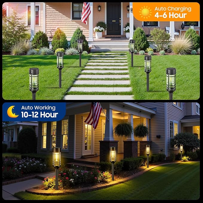 LETMY Solar Pathway Lights Outdoor, 4 Pack Solar Lights Outdoor Waterproof IP65, Bright Garden Light for Yard Walkway Driveway Landscape Garden Decor