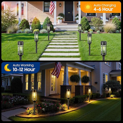 LETMY Solar Pathway Lights Outdoor, 4 Pack Solar Lights Outdoor Waterproof IP65, Bright Garden Light for Yard Walkway Driveway Landscape Garden Decor