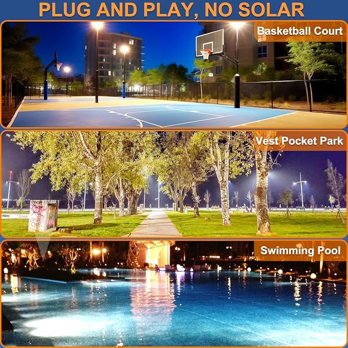 XXBSAZ 150W LED Flood Light Outdoor, High Output Plug-in & Hardwired Security Work Light, IP66 Waterproof 6500K Daylight for Large Yards, Workshops & Barn Exteriors (2 Pack)