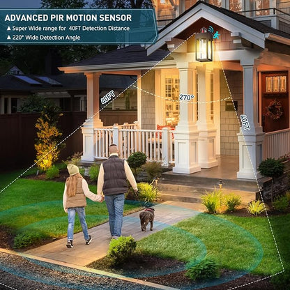Motion Sensor Outdoor Wall Lanterns 2 Packs, Dusk to Dawn Exterior Light Fixture, 3 Lighting Modes, Waterproof Front Porch Lights for Garage Patio Garden House Entryway, Bronze.