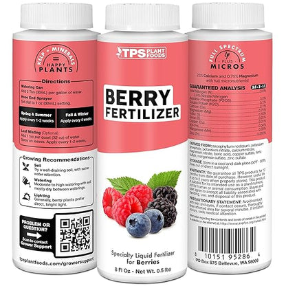 Berry Fertilizer, Complete Liquid Strawberry and Blueberry Plant Food, Great for All Berries, 32 oz (1 Quart)