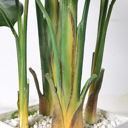 Bird of Paradise Artificial Plant 6FT, Faux Tropical Palm Tree with White Tall Planter, Large Fake Plants in Pot - Artificial Tree for Home Office Living Room Decor Indoor