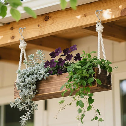 Dual Locking Heavy Duty Ceiling Hooks for Hanging Plants 55LB Max Load Plant Hooks for Hanging Plants Outdoor Indoor, for Bird Feeder, Wind Chimes,Garden Patio Balcony (2, Silver)