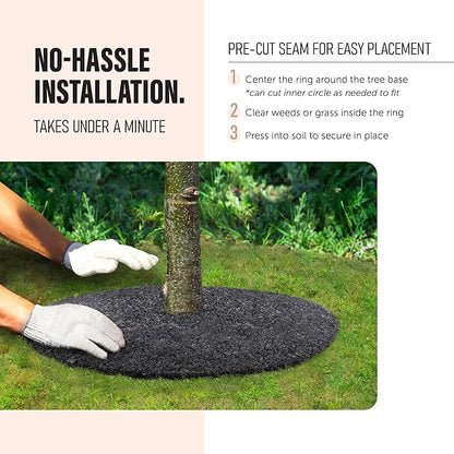 Rubberific 36" Recycled Rubber Mulch Tree Ring Easy Install Looks Like Real Mulch 3 Pack - Brown