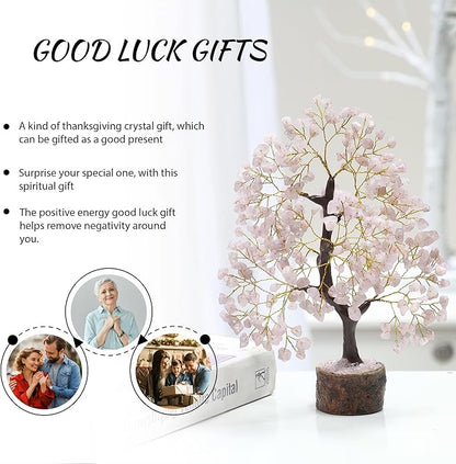 PYOR Rose Quartz Money Tree, Crystal Gifts, Rose Quartz Crystals, Fengshui Money Tree, House Warming Gifts New Home, Pink Office Supplies, Healing Crystals, Pink Room Decor for Women, Spiritual Decor
