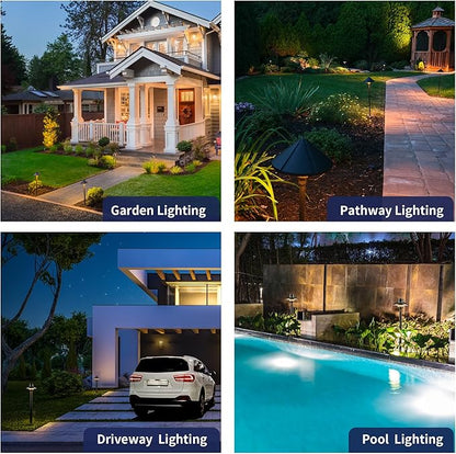 Gardenreet Low Voltage Pathway Lights 12V, LED Landscape Path Lights Outdoor Waterproof, Electric Walkway Lights, Mini Shade Bronze ETL Garden Decorations Without G4 Bulb 12 Pack