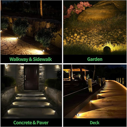 LED Well Light, 5 CCT Selectable (Warm to Cool White) In Ground Landscape Lights Low Voltage Outdoor, 12V IP67 Waterproof, No Glare Wired Aluminum ORB for Path Tree Fence 6W 420LM 4 Pack