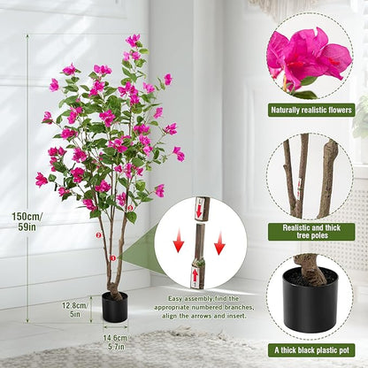 Fake Tree Bougainvillea Artificial 5 Feet Tall Fake Plant Faux Trees Indoor Faux Bougainvillea Artificial Trees Tall Artificial Plants Indoor Applies to Indoor Home Decor Office Hotel Decor