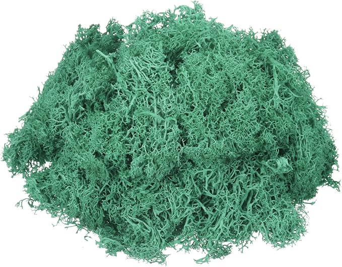 MECCANIXITY 3oz Preserved Reindeer Moss, Cyan Decorative Artificial Fake Moss for Potted Plants Indoor Crafts Lichen Centerpieces Decor
