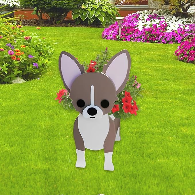 Chihuahua Dog Planter Plant Pots,Cute Dog Flower Planter,Gifts for Pet Lovers,Unique Animal Plant Pots,Office,Indoor Outdoor Garden Decor(9.45 * 8.66 * 13.39in)