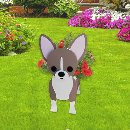 Chihuahua Dog Planter Plant Pots,Cute Dog Flower Planter,Gifts for Pet Lovers,Unique Animal Plant Pots,Office,Indoor Outdoor Garden Decor(9.45 * 8.66 * 13.39in)