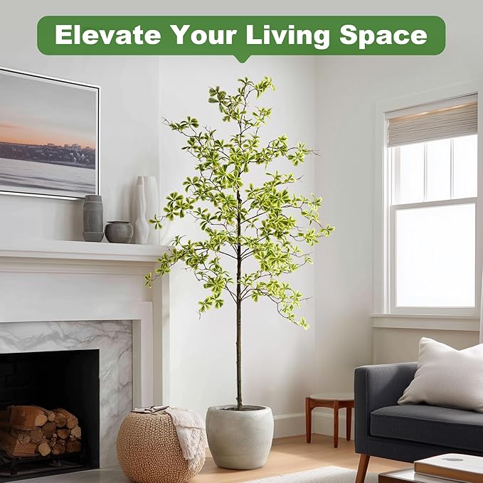 7FT Artificial Black Olive Tree Artificial Olive Plants, Tall Faux Olive Tree Faux Silk Plant Fake Plant Ultra-Realistic Silk Leaves & Natural Trunk Indoor Outdoor Use