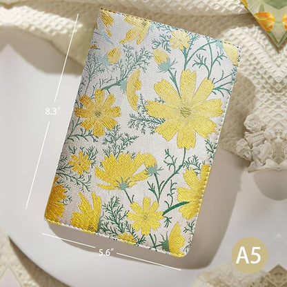 ipoul Floral Notebook, Journal for women, A5, Hardcover, 6x8, Ruled Pages, Lay Flat, Pretty, Daisy Notebook, Yellow, Reading Journal, Writing Notebook, Personal Journal