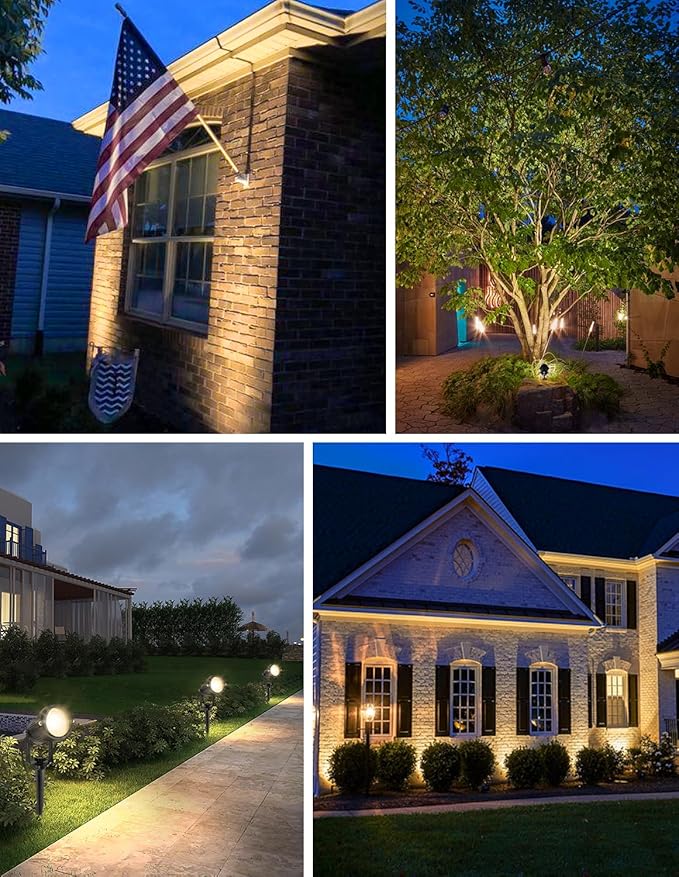 Dusk to Dawn Outdoor LED Spotlight, Outdoor Landscape Lighting with Photocell Sensor, 3000K Warm White Waterproof Spot Lights for Yard Flag Pole House Garden Tree(4 Pack)