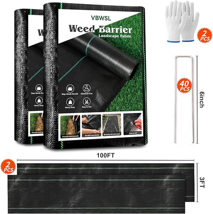 3 x 200FT Garden Landscape Fabric Weed Barrier Fabric Heavy Duty, Weed Blocker Fabric, Geotextile Fabric Under Gravel, Pathways, Driveway Fabric, Yard Landscaping Fabric Membrane(2 Pack 3x100FT)