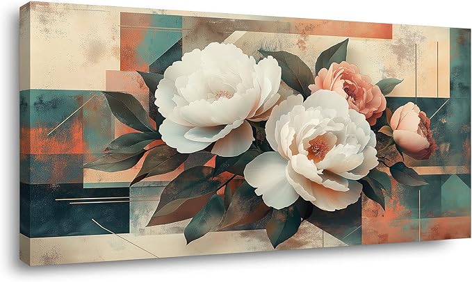 IDAFU Modern Country Floral Wall Art - Country flower wall art Landscape Canvas Painting, Botanical Spring Wall Décor Pictures for Living Room, Bedroom & Office, Ready to Hang 40L x 20W