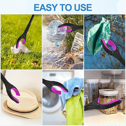 6 Pack 32 Inch Commercial Trash Grabber for Elderly Assist, Heavy Duty Lightweight Reacher with Ergonomic Handle & Non-Slip Grip, Multi-Use Outdoor Home Garden Cleanup Mobility Aid Tool