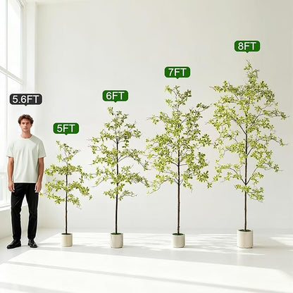 7FT Artificial Black Olive Tree Artificial Olive Plants, Tall Faux Olive Tree Faux Silk Plant Fake Plant Ultra-Realistic Silk Leaves & Natural Trunk Indoor Outdoor Use