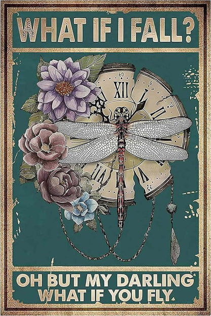 Bestylez Cottagecore Gifts Dark Vintage Cottagecore Wall Decor - Fall Decor - Cottagecore Home Forest Room Bedroom Kitchen Decor - What If I Fall Sign, 12 x 8 Inch (954)