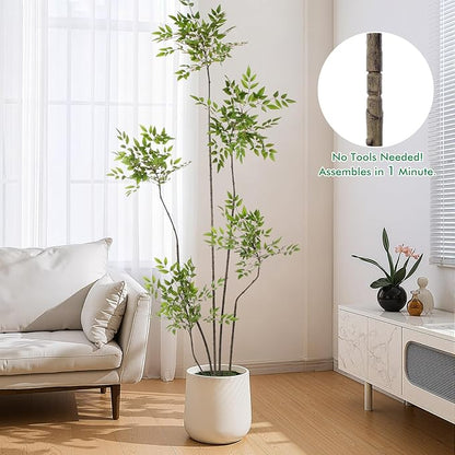Giegxin 7ft Faux Bamboo Tree Indoor Artificial Nandina Tree Realistic Large Fake Plants Potted Planter Tall Foliage Floor Plant for Home Office Corner Room Decor Greenery Housewarming Gift
