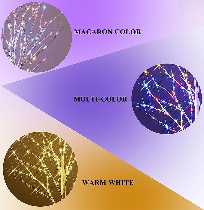 Hairui Pre Lit Birch Tree with 255L Multi Color and Warm White Fairy Lights 8 Functions 5FT, Lighted Tree for Indoor Outdoor Halloween Christmas Holiday Party Decoration