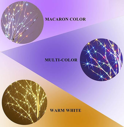 Hairui Pre Lit Birch Tree with 255L Multi Color and Warm White Fairy Lights 8 Functions 5FT, Lighted Tree for Indoor Outdoor Halloween Christmas Holiday Party Decoration