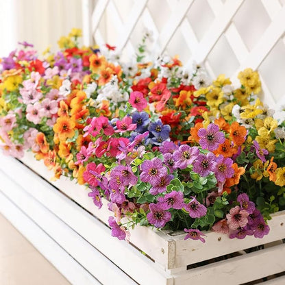 mizii Artificial Flowers for Outdoors 20 Bundles Realistic Faux Silk Flower UV Resistant Fake Plants Outside Decorations for Patio Garden Balcony Yard Porch Summer Indoor Home Decor (Purple)