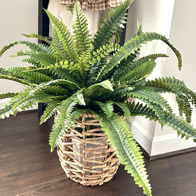 CQURE 48" Large Fake Fern Artificial Ferns for Outdoors,88 Fronds Realistic Artificial Boston Ferns Leaves Bush Plant for Indoor Outdoor Garden Porch Decor(Lifelike,UV Resistant,No Maintenance)