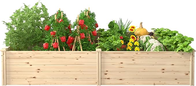 BlueWish Outdoor Wooden Garden Bed, Raised Garden Bed with Bottomless, Divisible Planter Boxes for Gardening, Vegetable, Flower, 95''L x 49''H x 11''W