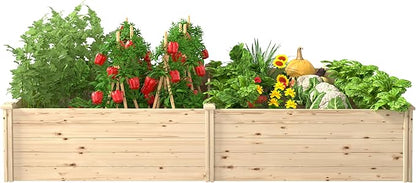 BlueWish Outdoor Wooden Garden Bed, Raised Garden Bed with Bottomless, Divisible Planter Boxes for Gardening, Vegetable, Flower, 95''L x 49''H x 11''W