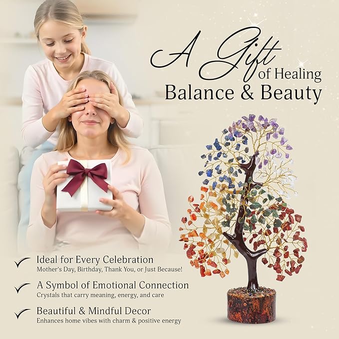 YATSKIA 7 Chakra Tree of Llife - Feng Shui Money Tree, Reiki Healing, Home Office Decor - Spiritual Gift for Women