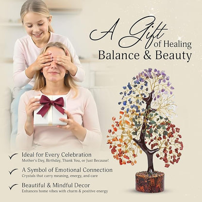 YATSKIA 7 Chakra Tree of Llife - Feng Shui Money Tree, Reiki Healing, Home Office Decor - Spiritual Gift for Women