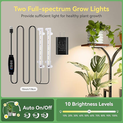 Plant Stand Indoor with Grow Lights, 8 Tiered Metal Plant Shelf, 58" Tall Plant Stand for Indoor Plants Multiple, Large Plant Rack Display Shelves, Corner Plant Holder for Living Room, Patio, Balcony