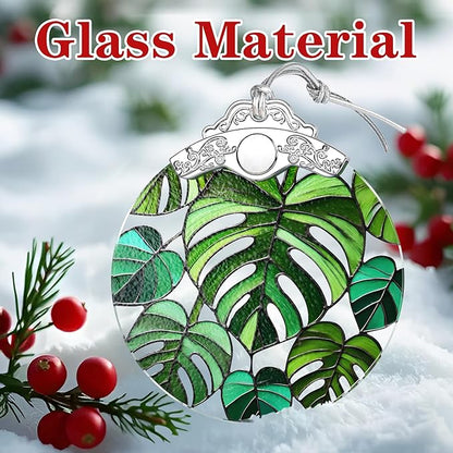 Monstera Plant Ornament – Christmas Decoration & Christmas Ornament; Stained Glass Holiday Decoration (Holiday Present, Bauble Present, Gift Idea, Gift Exchange) | Heirloom Keepsakes