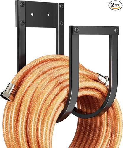pickpiff Garden Hose Holder Wall Mount - Metal Water Hose Hanger for Outside, Durable Hook for Garden, Garage, or Yard Storage (2 Pack)