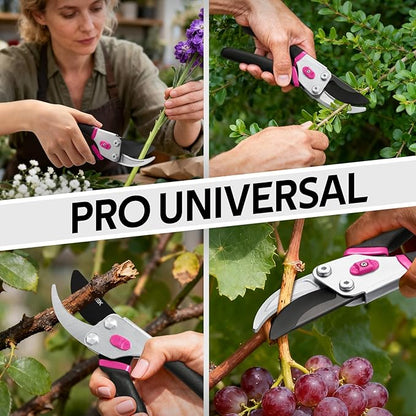Effortless Pruning Shears: Professional 8.5”Garden Pruner with Jam-Proof Spring & Ever-Sharp SK5 Blade, Ergonomic Bypass Clippers for Rose, Tree Trimming & weak Hand, Heavy Duty Pruning Scissor