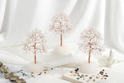 SITUMEIZI Clear Quartz Healing Crystal Tree 7.09IN Healing Stones Natural Crystals Base Copper Wire Tree Life Reiki White Gifts for Women Room Office Desk Decor Spiritual Meditation Energy
