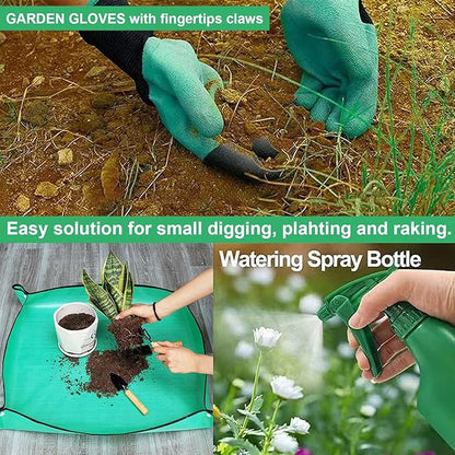 Garden Tool Set, 11 Pcs Gardening Hand Tools Heavy Duty Stainless Steel Garden Supplies with Repotting Mat for Planting Kit with Gift Box, Gardening Gifts for Women Men Mom