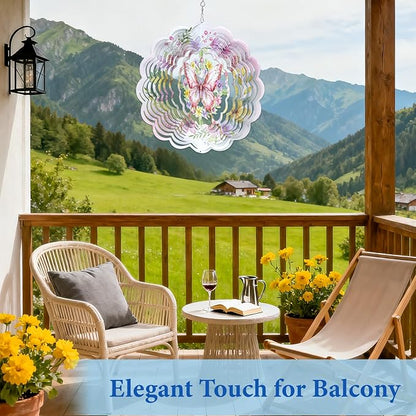 Butterfly Wind Spinners Outdoor, Birthday Gifts for Women Wife Mom, Butterfly Hanging Wind Sculptures Spinners for Christmas, 12 inch Outdoor Indoor Hanging Ornament for Garden Backyard Lawn