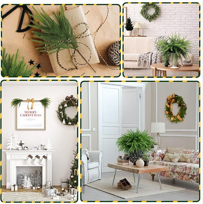 12 Bundles Artificial Plants Outdoor Faux Plants Boston Fern Summer Decor Fake Plants UV Resistant Plastic Greenery Shrubs Artificial Fake Flowers Outside Indoor for Spring Home Gardens