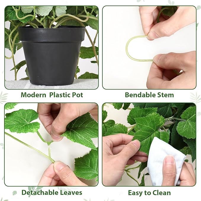 TOCHGREEN Artificial Plants Fake Pothos Ivy Plant Silk Plant for Home Decor Indoor in Pot,Faux Hanging Plant Realistic Small Faux Potted Plant for Bedroom Shelf Office Indoor Outdoor Decor (1PC)