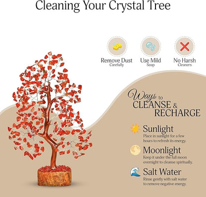 YATSKIA Red Jasper Crystal Tree of Life - Crystals and Stones - Home Office Decor - Desk Accessories - Bonsai Tree - Gemstones and Crystals