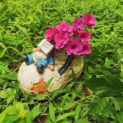 Cute Planter Pot Suitable for Indoor and Outdoor, Small gnome Resin Succulent Plant Flower pots, Decorative Fun Flower pots with Drainage Holes, Ideal Home and Garden Decoration Gifts