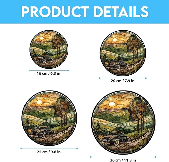 Customized Vintage Car Stained Glass Window Hanging, Stained Glass Suncatcher for Women, Window Decor Perfect Home Décor
