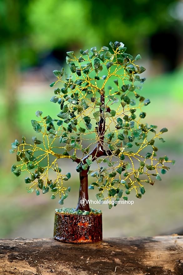 Green Aventurine Gemstone Tree with Golden Wire – Feng Shui Crystal Bonsai for Abundance, Healing & Décor